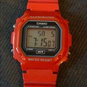 Casio water resistant illuminator red watch